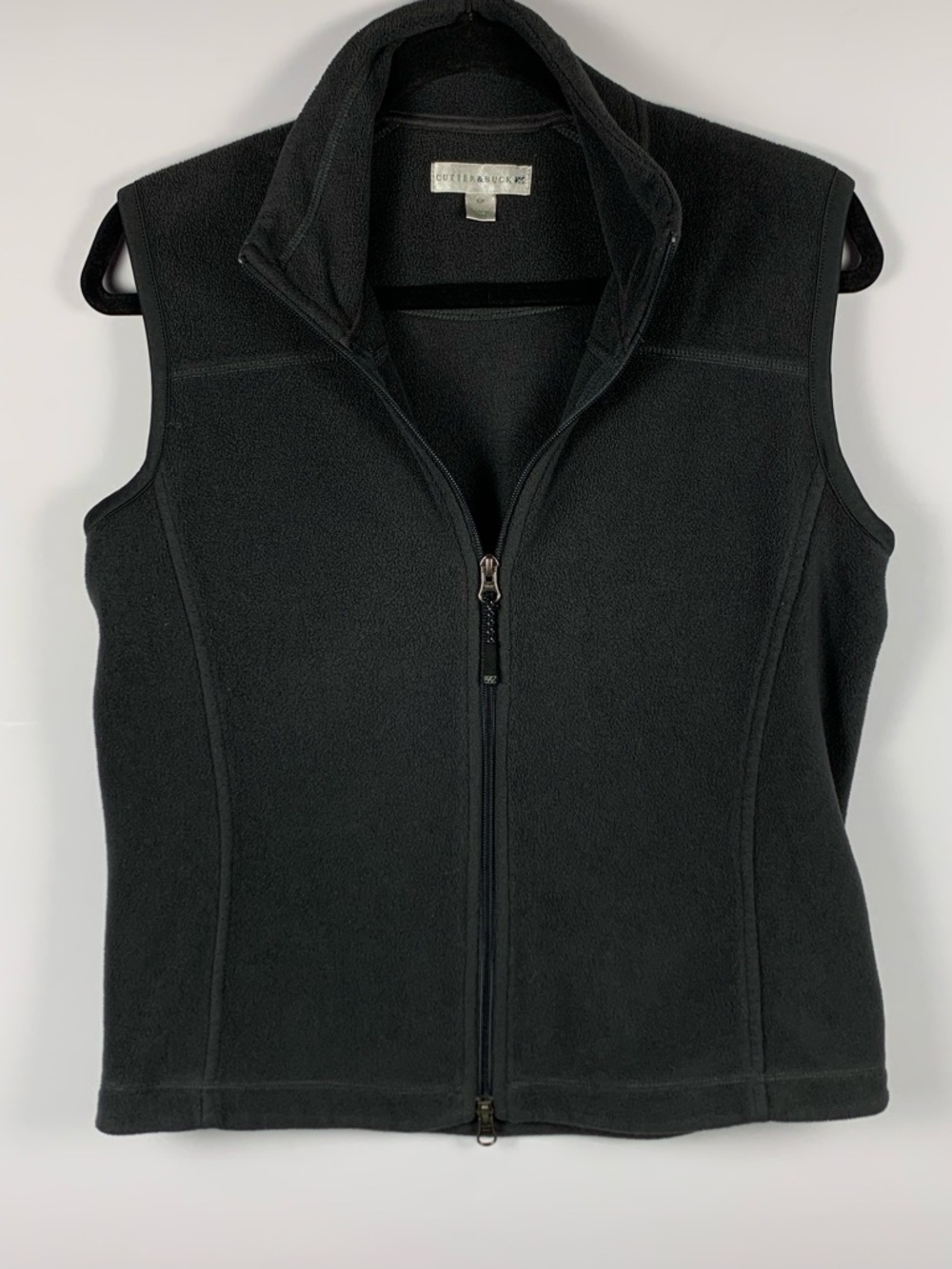 Cutter & Buck Black Fleece Vest Womens SP Petite Small Full Zip Golf - Picture 2 of 15